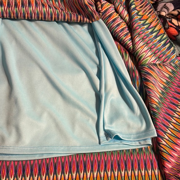 LuLaRoe Pink and Blue A-Line Knee-Length Skirt - Picture 3 of 4